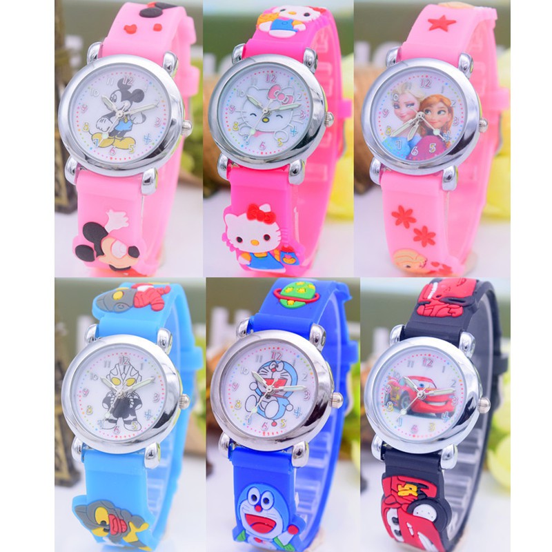 Đồng hồ đeo tay hoạ tiết Hello Kitty/công chúa Elsa đáng yêu chống nước dành cho trẻ em