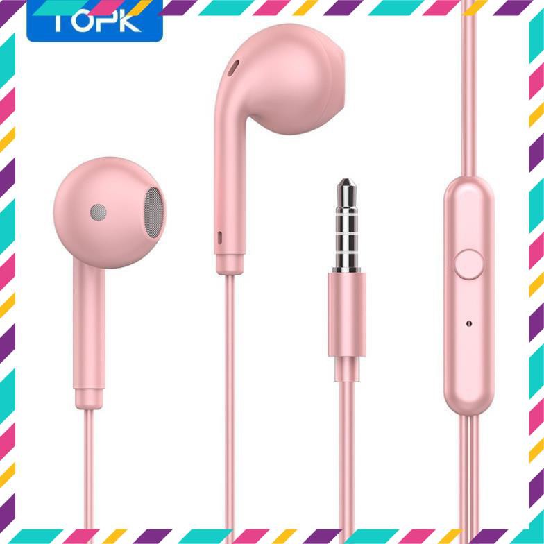 Tai Nghe Nhét Tai Topk F17 Cho ĐT táo Android Có Điều Khiển Âm Lượng Và Jack Cắm 3.5mm