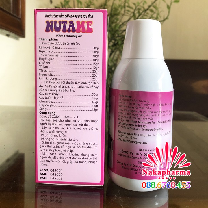 ✅ [CHÍNH HÃNG] Nước tắm Nutame – Nước xông tắm cho phụ nữ sau sinh