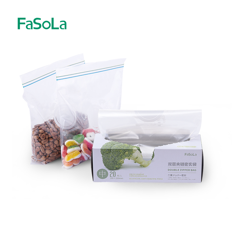 Japan FaSoLa fresh-keeping bag compact bag refrigerator food fruit sealed bag zipper type ziplock bag medium large