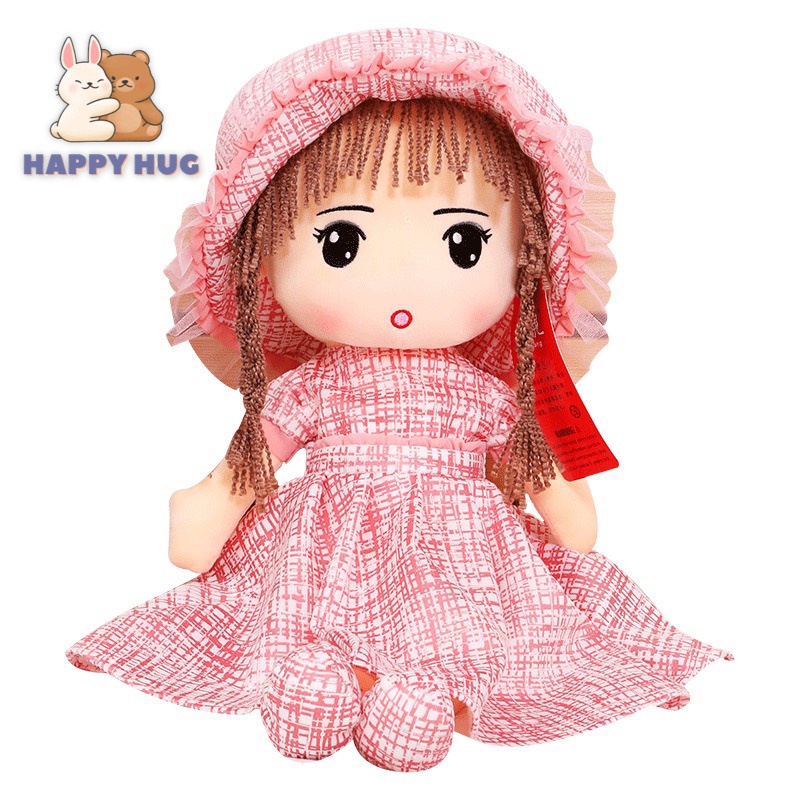 Búp bê em bé Size 70cm nhồi bông, váy nhung hồng hàng cao cấp siêu dễ thương - Happy Hug