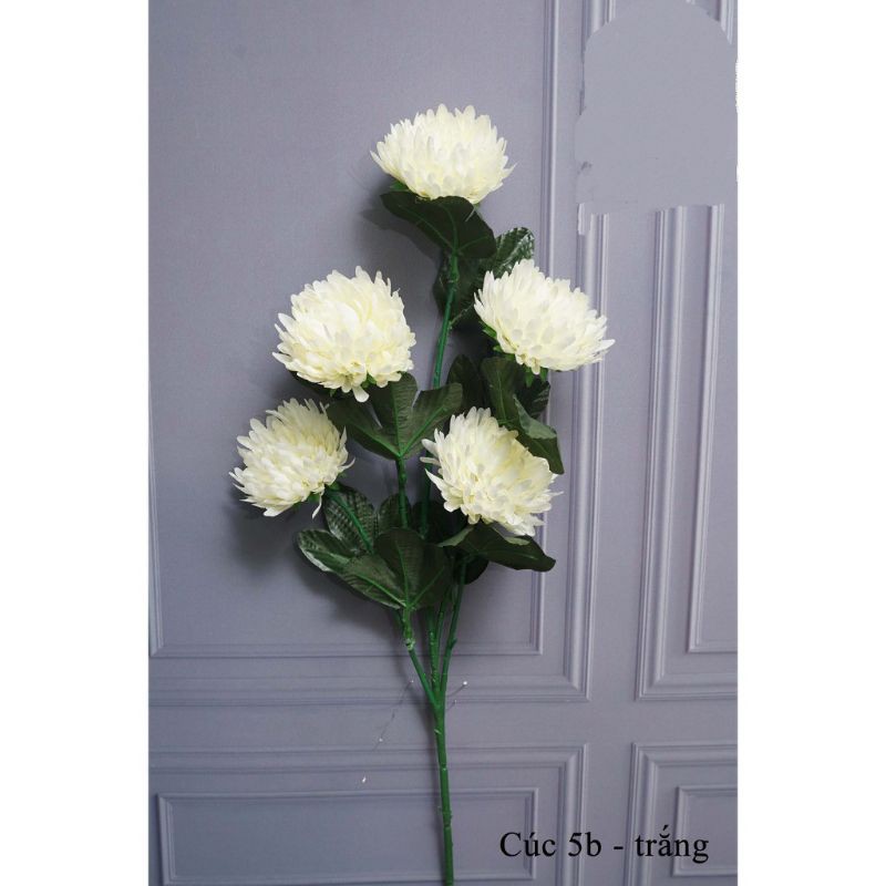 Cành Hoa Cúc 5 Bông Đại Dài 1m - Giống thật 99% - Hoa giả trang trí lọ,lẵng.