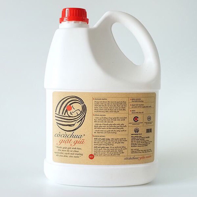 NƯỚC GIẶT HỮU CƠ CÔ CÀ CHUA CAN 4 LÍT. MIỄN PHÍ SHIP ĐẾN 70K.