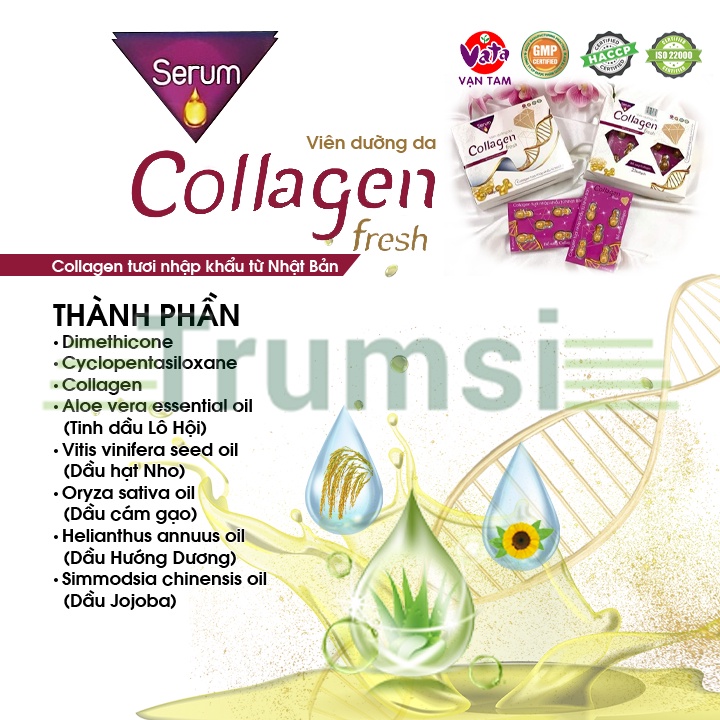 Viên Serum Dưỡng Da Cấp Ẩm Làm Sáng Da Giảm Nám Thâm Sạm Nếp Nhăn Và Chống Lão Hóa Da Hiệu Quả Collagen Fresh Vạn Tam