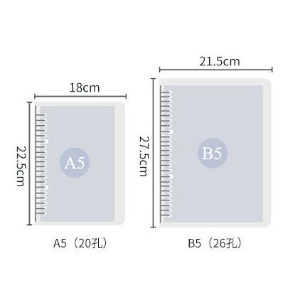 Bìa sổ còng nhựa A5 B5 20,26 lỗ nhựa trong mềm