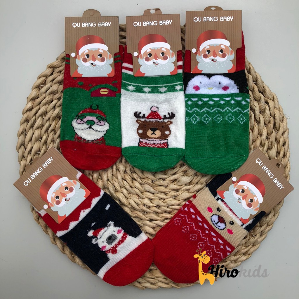 Tất vớ giáng sinh Noel chống trơn trượt cotton cho bé từ 0-5 tuổi