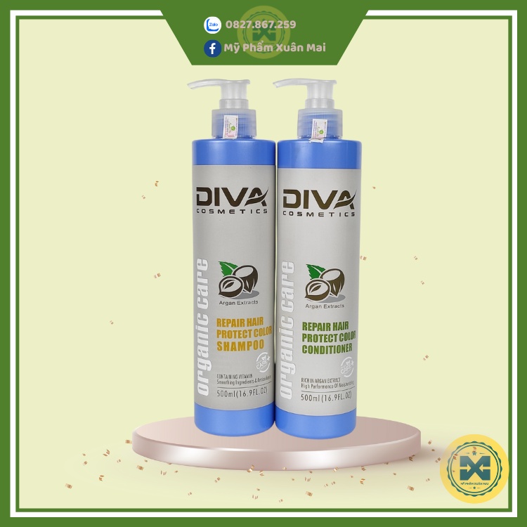 Bộ Dầu Gội Xả Diva Argan xanh mẫu mới 750ml