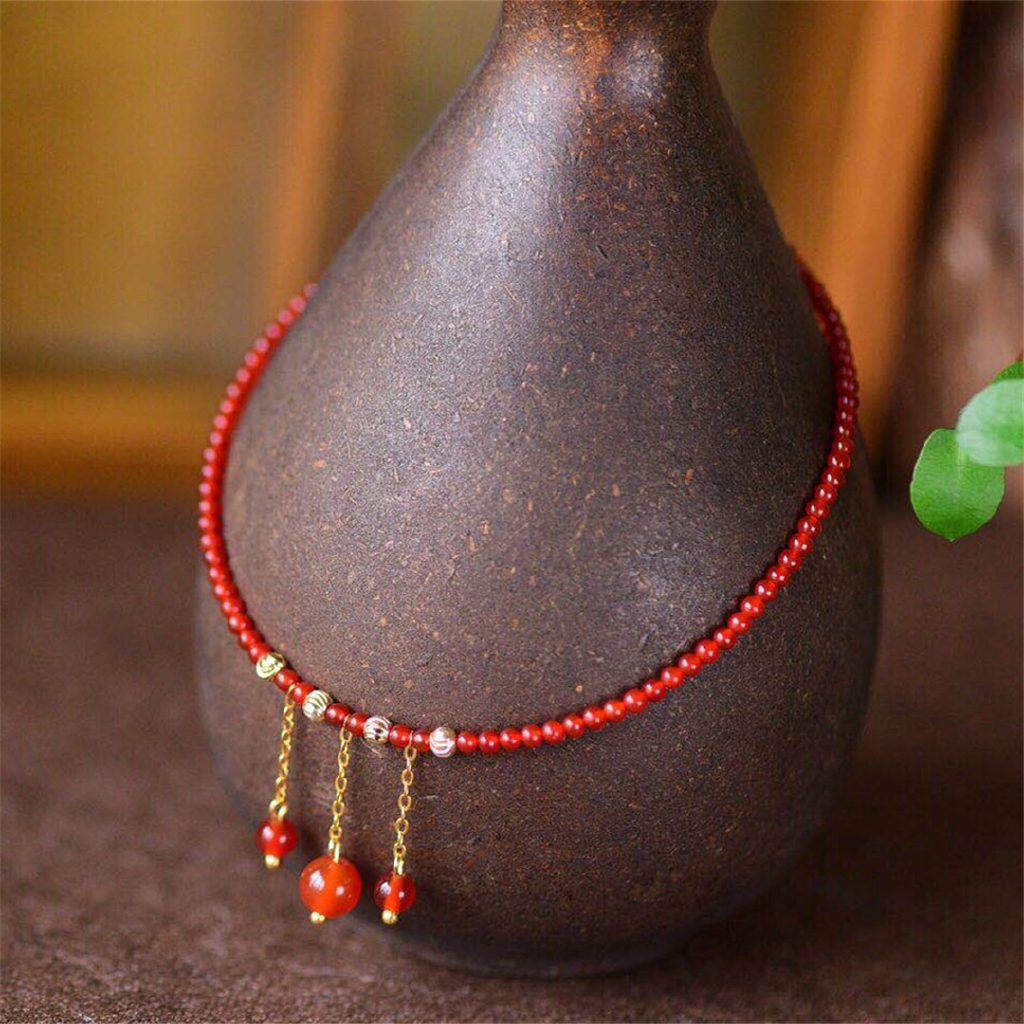 Lắc Chân Đính Đá Mã Não Đỏ Tự Nhiên Thời Trang | BigBuy360 - bigbuy360.vn