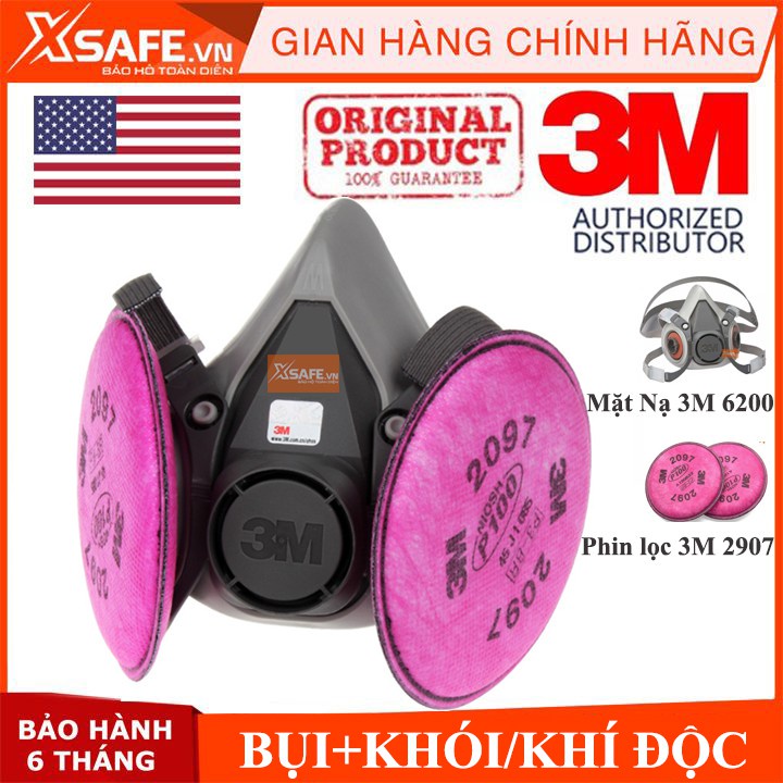 Bộ mặt nạ phòng độc 3M 6200-2097 Mặt nạ chống bụi - chống hơi độc - khí hàn cắt đúc kim loại - Chính hãng