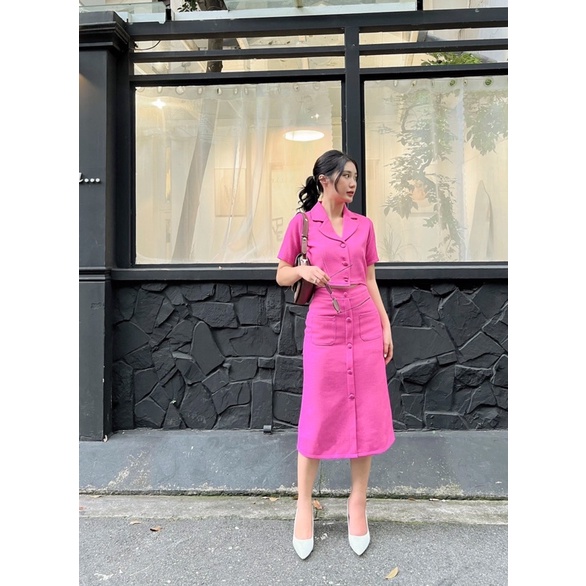 Sét Vest CV Dài Nút Bọc