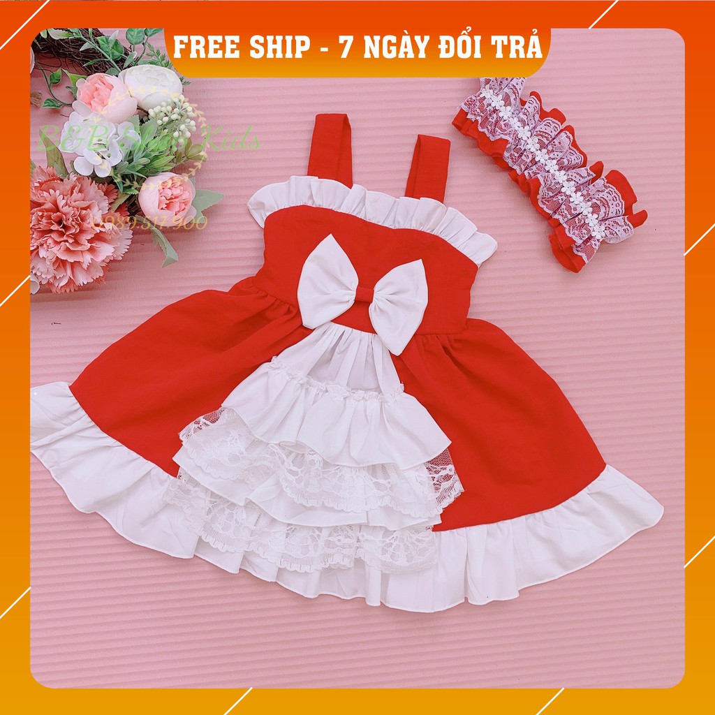 [Freeship - Hàng thiết kế CC]Đầm công chúa cho bé 𝐓𝐀̣̆𝐍𝐆 𝐊𝐄̀𝐌 𝐓𝐔𝐑𝐁𝐀𝐍]/ đầm lolita 2 dây đỏ/ váy thiết kế/B&B SHOP KIDS