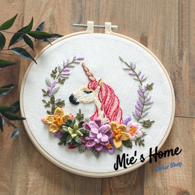 (Có khung) DIY Châu Âu Tự Thêu Thủ công Vá Cross Stitch Kit Hoa Tranh Thêu Trang trí nội thấy thủ công hình hoa xinh Mie