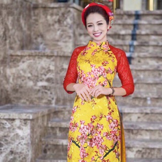 Áo dài phối tay ren