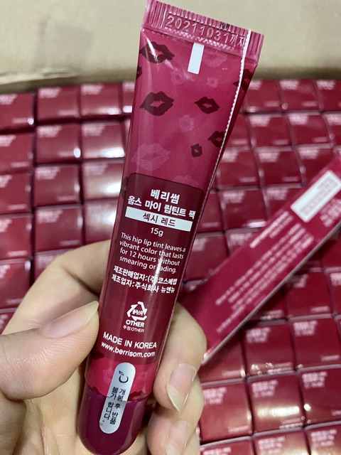 Son xăm môi Hàn Quốc chính hãng Berisom Chu My Lip Tint Pack# Sexy red- Màu mận quyến rũ