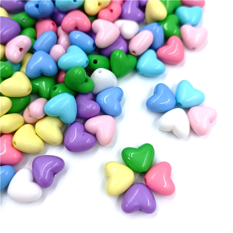 Hạt Nhựa Acrylic Hình Trái Tim Màu Sắc Ngọt Ngào Dùng Làm Trang Sức Thủ Công