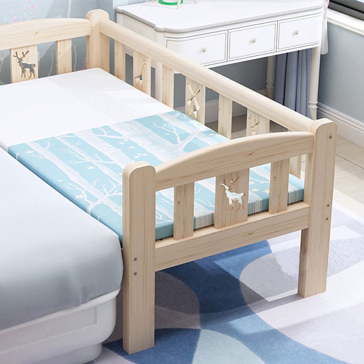 Giường cũi cho trẻ em quây 3 mặt ghép giường cha mẹ size 128*60*40cm chất liệu gỗ thông