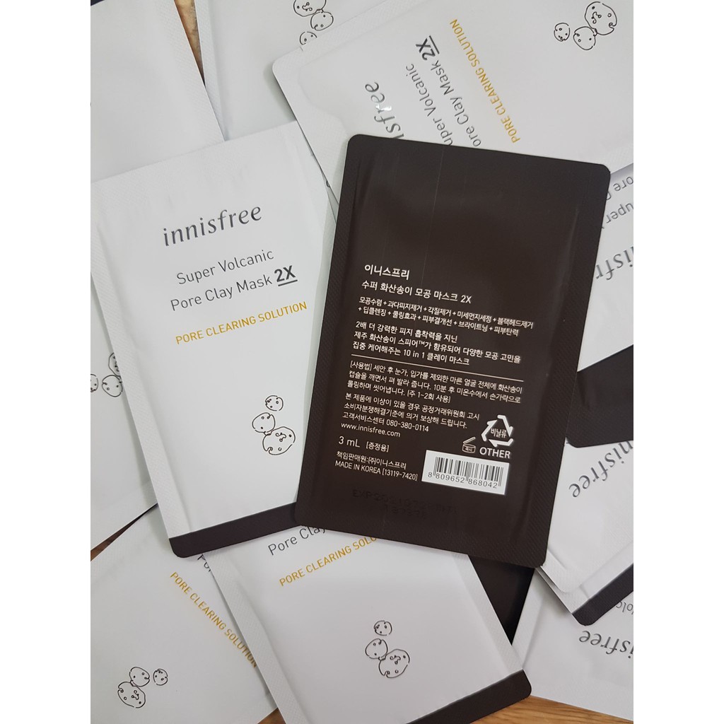 [Sample 3ml] Mặt Nạ Đất Sét Tro Núi Lửa Innisfree Super Volcanic Pore Clay Mask 2X