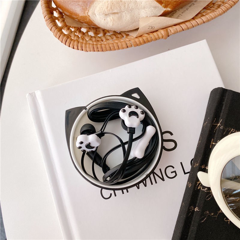 Tai Nghe Nhét Tai Có Dây 3.5mm Hình Chân Mèo Hoạt Hình Dễ Thương 2021 Cho IPXiaomi