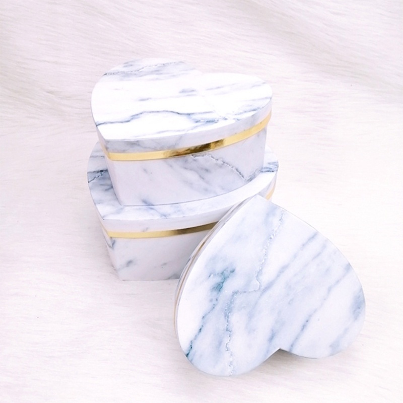 Bộ 3 Hộp Đựng Trang Sức Hình Trái Tim Họa Tiết Vân Đá Cẩm Thạch