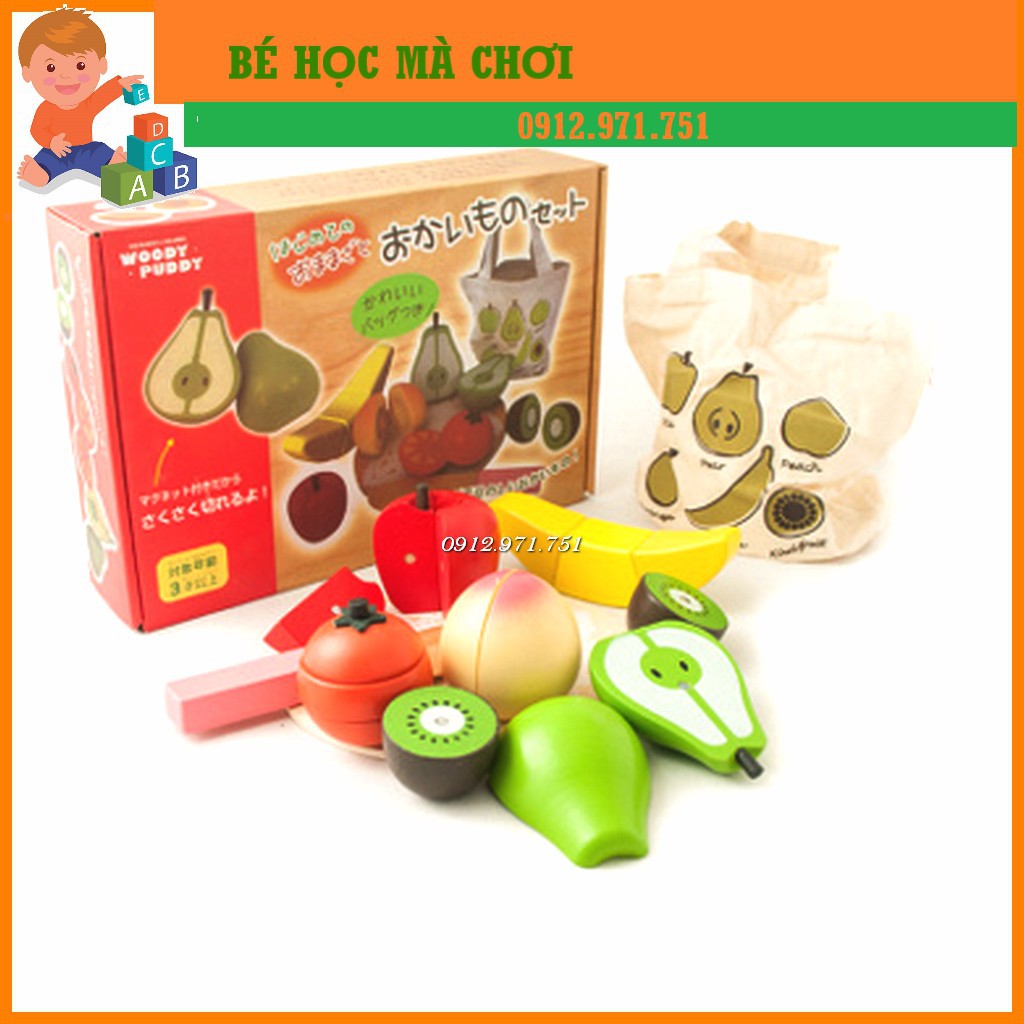 Bộ Đồ Chơi Gỗ Cắt Hoa Quả Bằng Nam Châm - Đồ Chơi Gỗ An Toàn Cho Bé