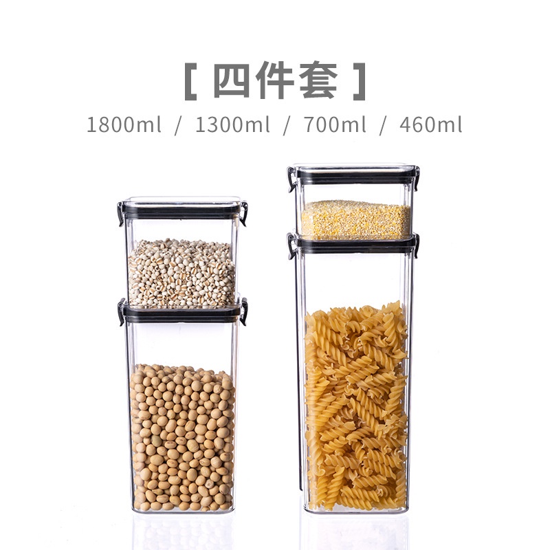 Hộp Nhựa Trong Suốt Hình Vuông Kín Khí Đựng Thực Phẩm Khô