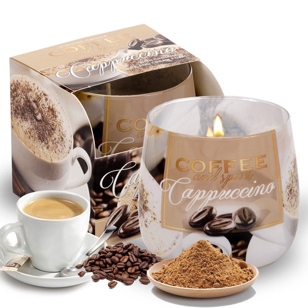 Ly nến thơm tinh dầu Bartek Coffee and Spices 100g - cà phê capuchino, thơm phòng, hỗ trợ khử mùi