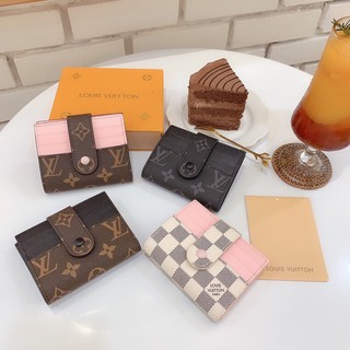 Ví mini da lv cúc bấm 4 màu fullbox