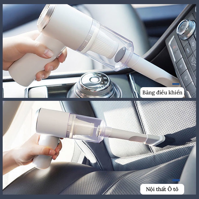 Máy hút bụi cầm tay mini không dây/ máy hút bụi lực mạnh hút bụi ô tô, diệt khuẩn tia UV