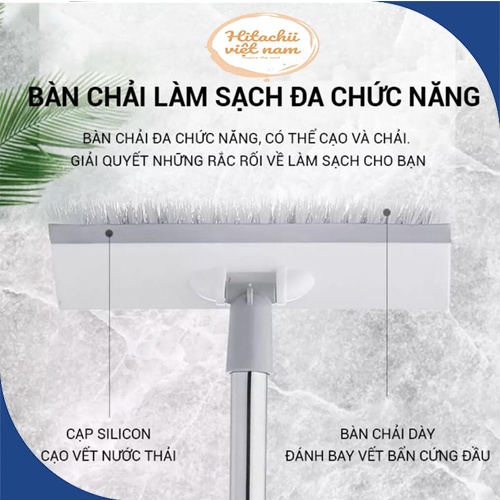 Chổi chà sàn 2 mặt thông minh, Cây lau sàn gạt nước nhà tắm, nhà vệ sinh tiện lợi dễ điều chỉnh chiều dài