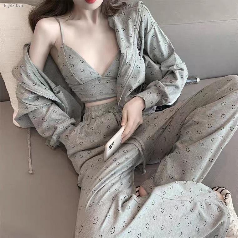 Bộ Đồ Ngủ Dài Tay Phong Cách Hàn Quốc Dành Cho Nữ
