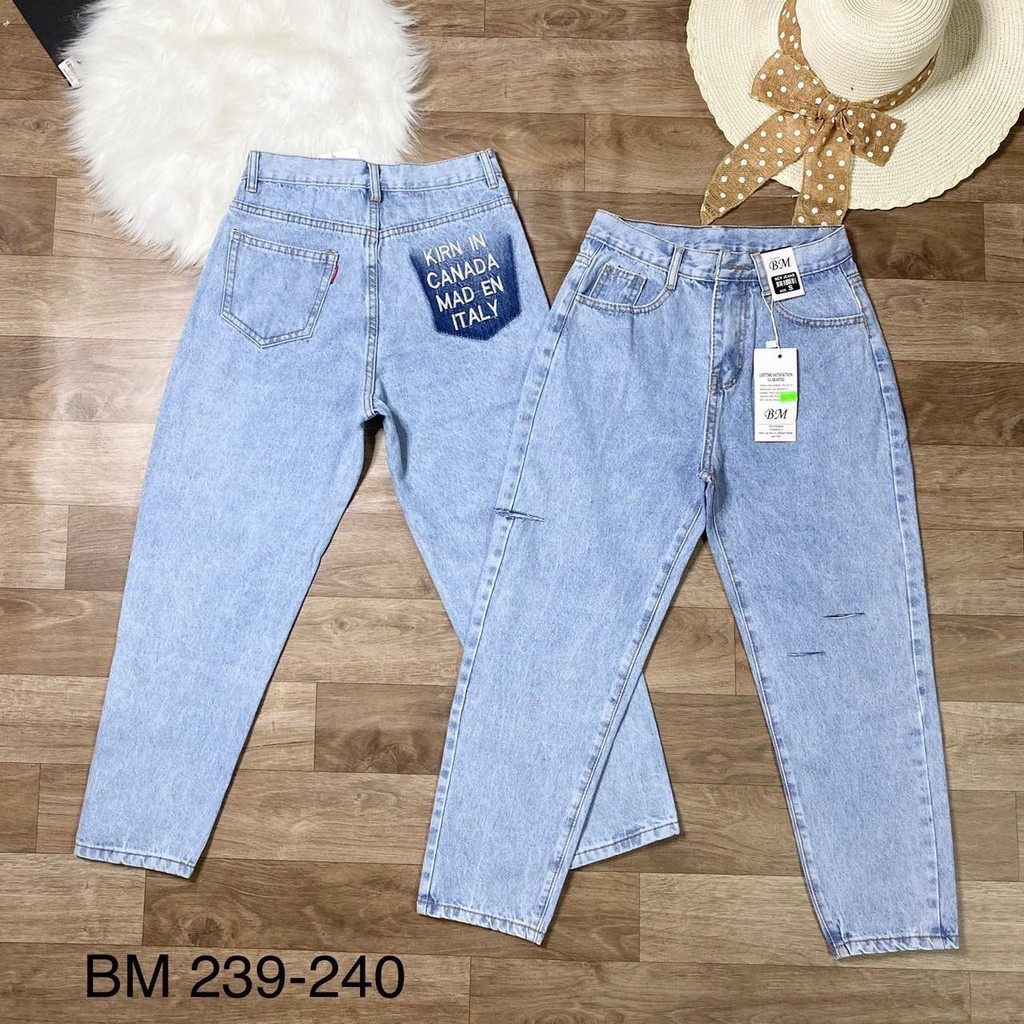 Quần jean nữ dáng baggy trẻ trung họa tiết đáng yêu co giãn nhẹ | BigBuy360 - bigbuy360.vn