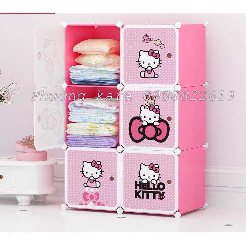 TỦ LẮP GHÉP 6 Ô DÀNH CHO NGƯỜI LỚN DÙNG TẶNG KÈM TREO ĐỒ