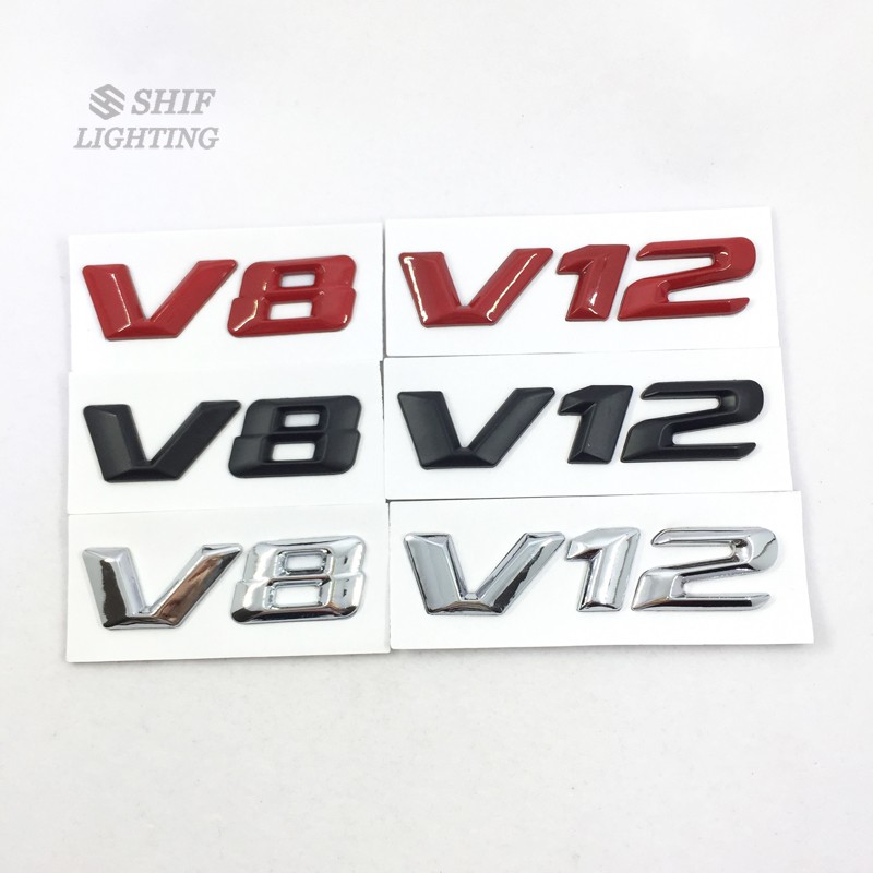 Logo V8/V12 bằng kim loại dán xe hơi Mercedes Benz Turbo