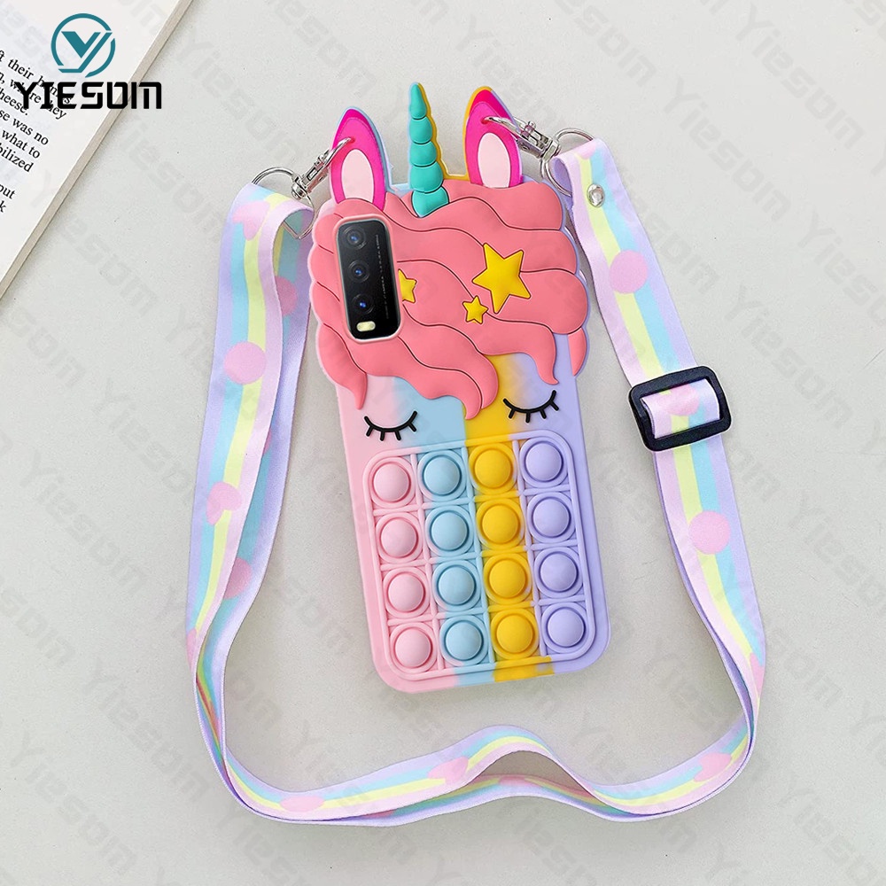 Ốp Điện Thoại Hình Kỳ Lân Có Dây Đeo Cho Vivo Y20 Y20S Y12S 2021 Y17 Y12 Y15 Y12i