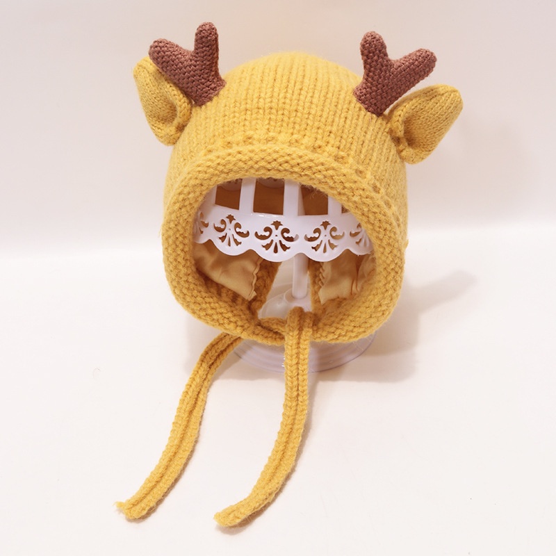 Mũ len tuần lộc 2 lớp cho bé trai và bé gái