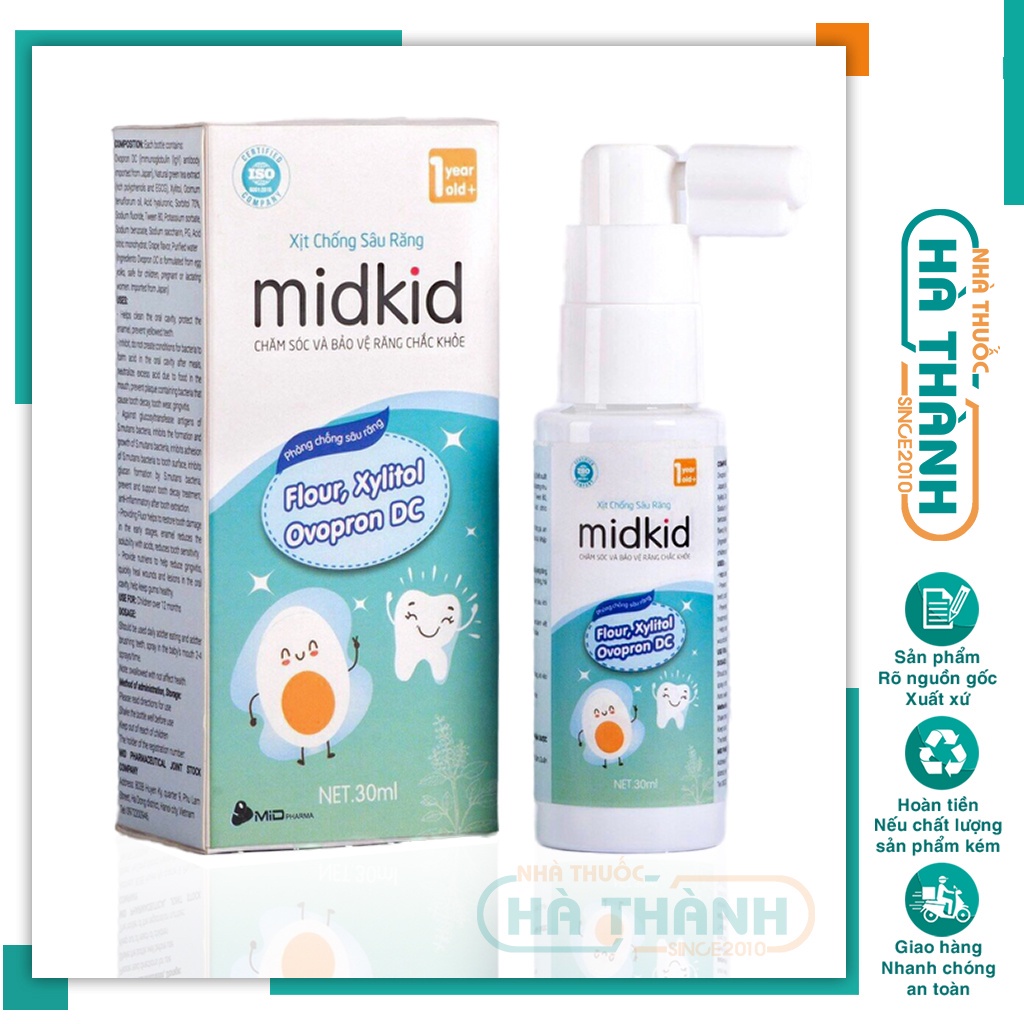 Xịt chống sâu răng midkid giải pháp phòng ngừa sâu sún mủn răng ở trẻ nhỏ thay thế kem đánh răng - Chai xịt 30ml