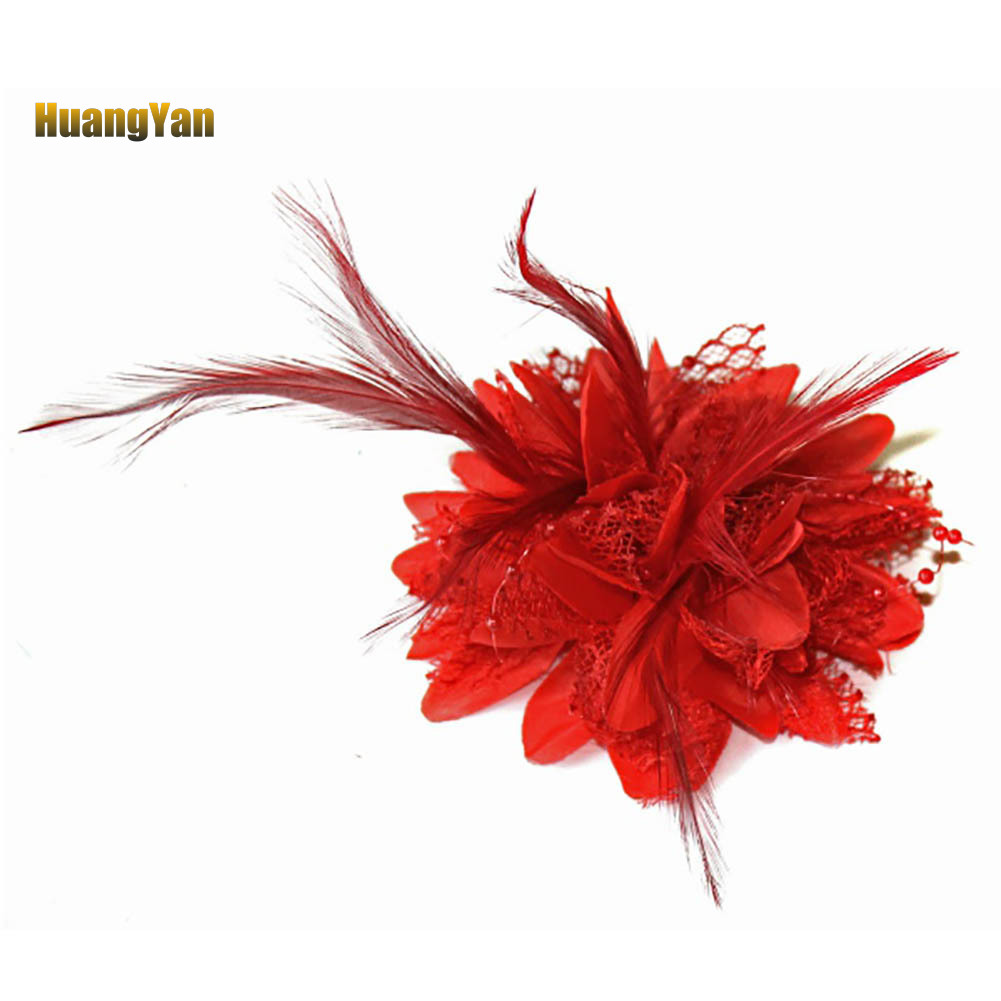 *DJTS* Fashion Flower Feather Bead Corsage Hairband Pin Wedding Headwear Decor Gift