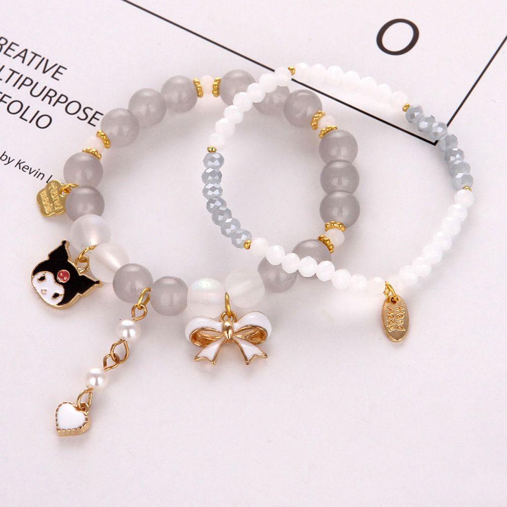 LILYES Vòng Tay Hạt Ngọc Trai Hai Lớp Họa Tiết Hoạt Hình Kuromi Cinnamoroll