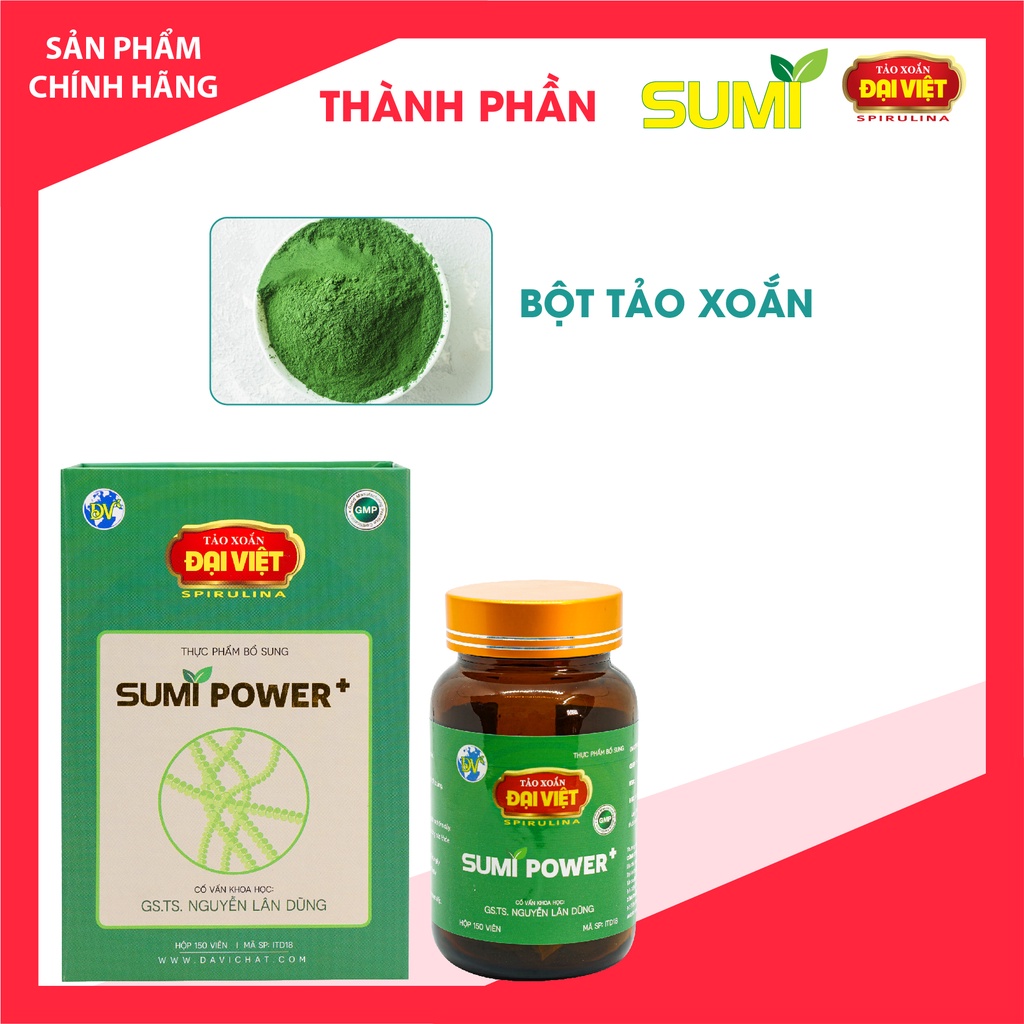 Tảo xoắn Đại Việt Sumi Power + Viên uống Spirulina 100% tảo giúp cơ thể ăn ngon