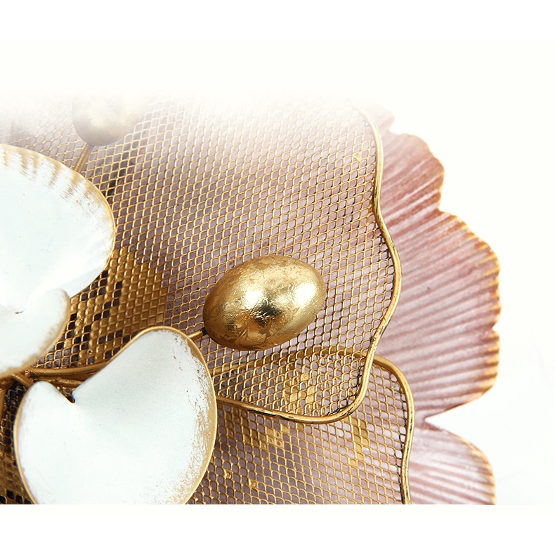 Tranh sắt treo tường nghệ thuật, trang decor trang trí hoa 2 vòng xanh lá đẹp cao cấp - 2150