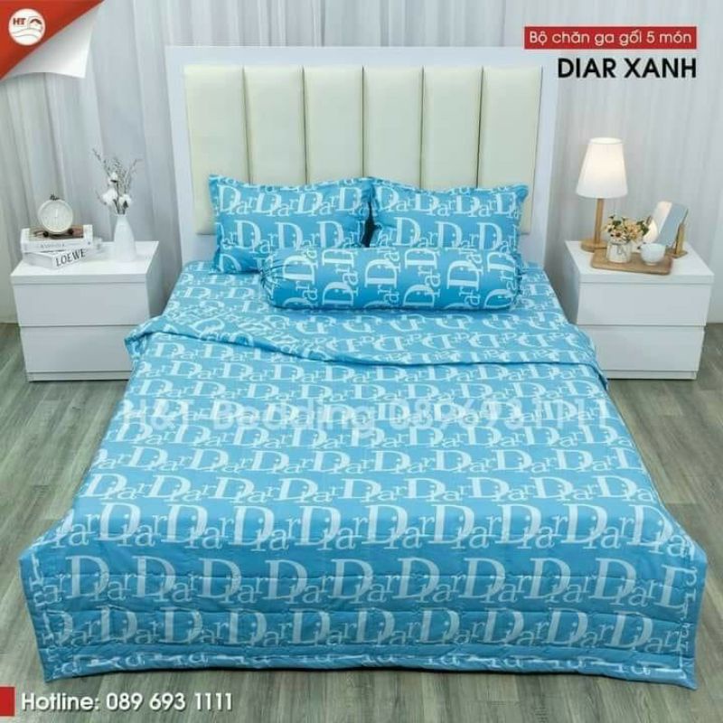 Bộ chăn ga gối hè 5 món cotton poly hàn quốc