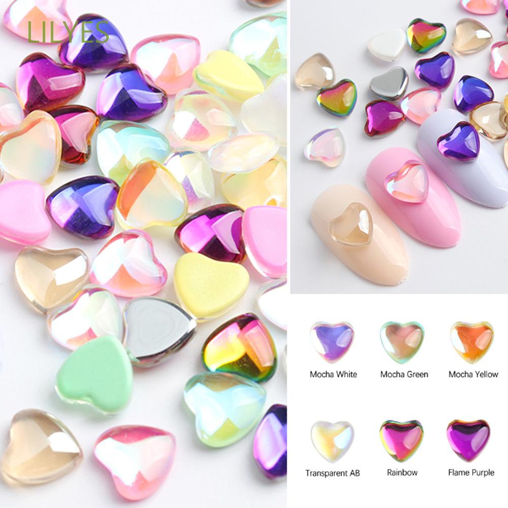 Set 10 Phụ Kiện Đính Trang Trí Móng Tay 3D Hình Trái Tim Thời Trang