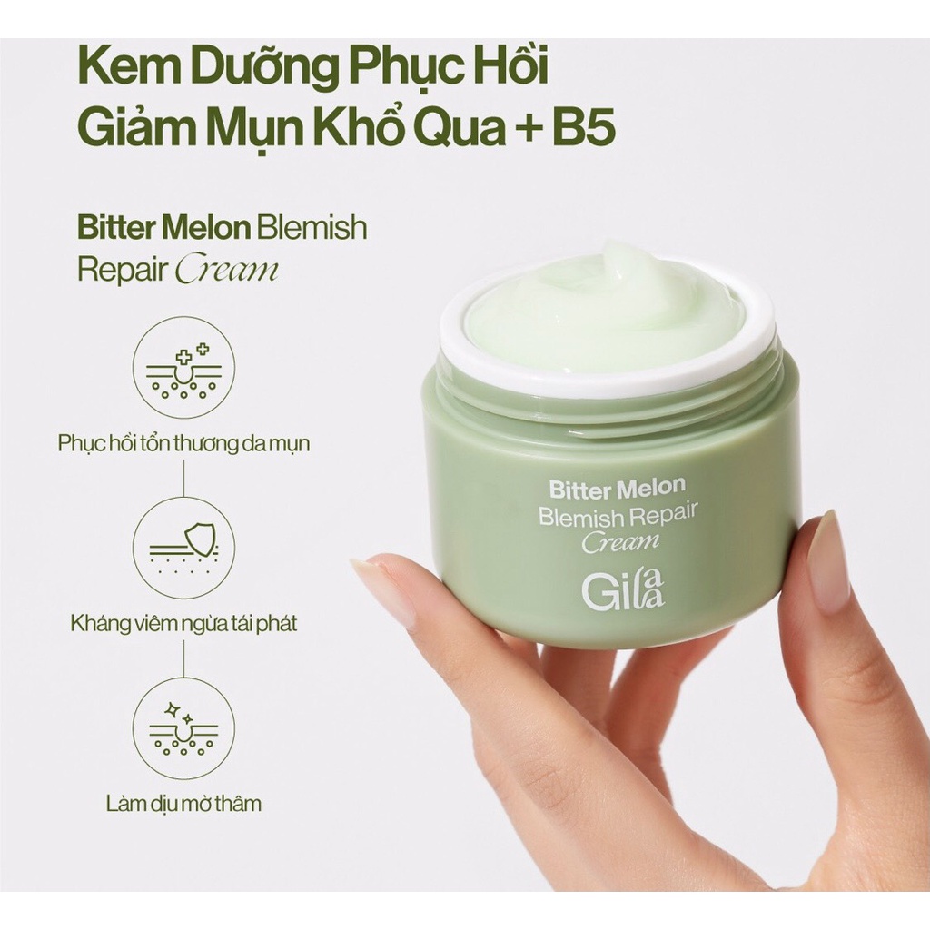 Kem Dưỡng Gilaa Giảm Mụn Phục Hồi Khổ Qua + B5 50ml