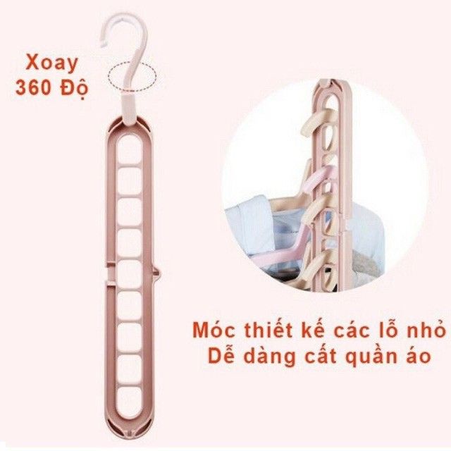 Móc treo quần áo 9 lỗ đa năng thông minh , móc nhựa treo quần áo đa năng thanh treo đồ 9 lỗ tiết kiệm diện tích