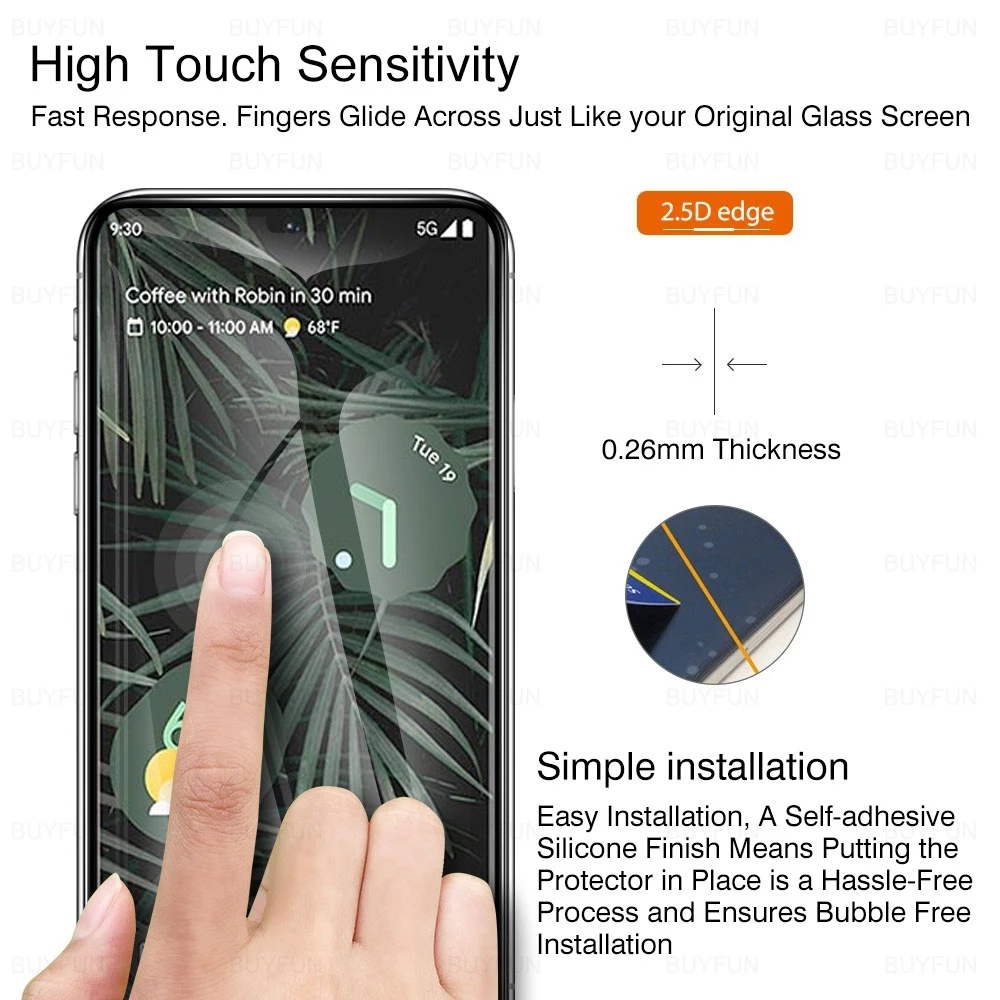 Kính cường lực bảo vệ toàn màn hình cho google pixel 7 6 pro 6a 5a 5 4 4a 3a xl 5xl 4xl kèm dụng cụ vệ sinh
