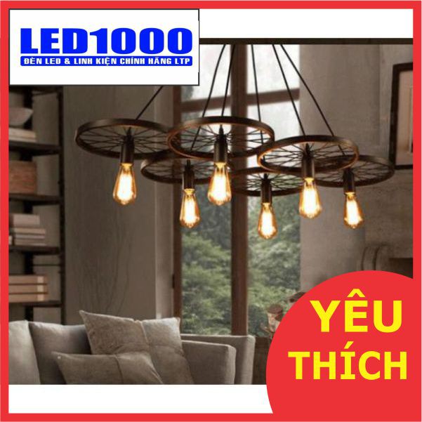 COMBO ĐÈN THẢ BÀN ĂN - ĐÈN THẢ BÀN ĂN BÁNH XE 6 - Bao gồm đèn thả + bóng đèn +đầy đủ phụ kiên lắp đặt