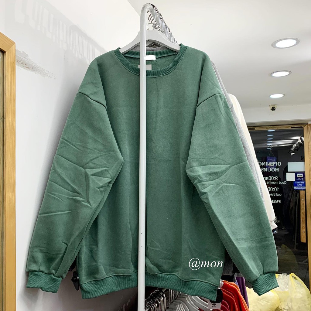 210676 Áo sweater nỉ bông trơn - áo nỉ nam nữ oversize form rộng - chất nỉ bông trơn dày ấm nhiều màu | BigBuy360 - bigbuy360.vn