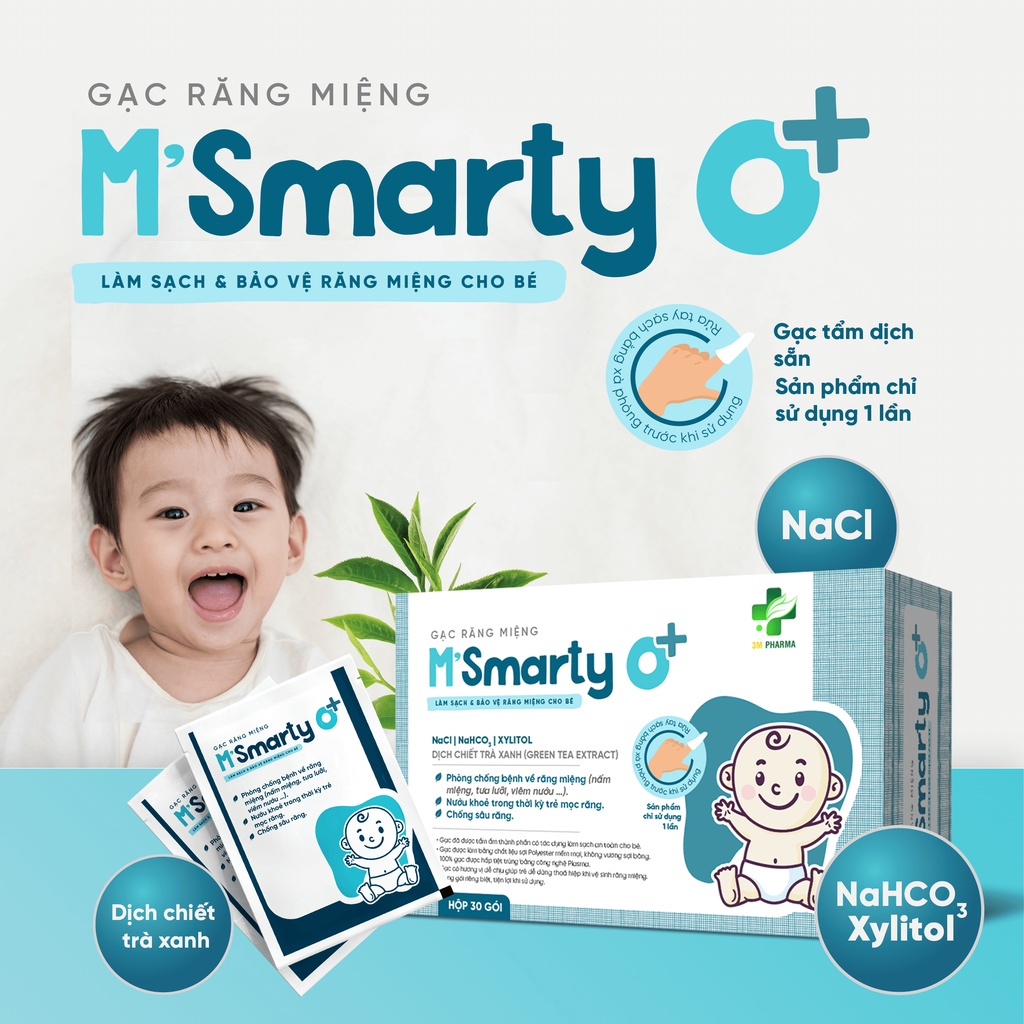 Gạc rơ lưỡi cho bé m smarty tưa lưỡi bé bị nấm miệng ở trẻ sơ sinh nấm lưỡi tưa miệng Hộp 30 gói