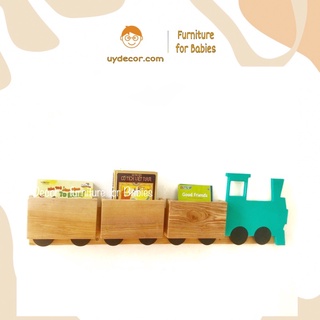 Giá sách cho bé Giá sách treo tường cho bé hình tàu lửa Gỗ Sồi UYDECOR