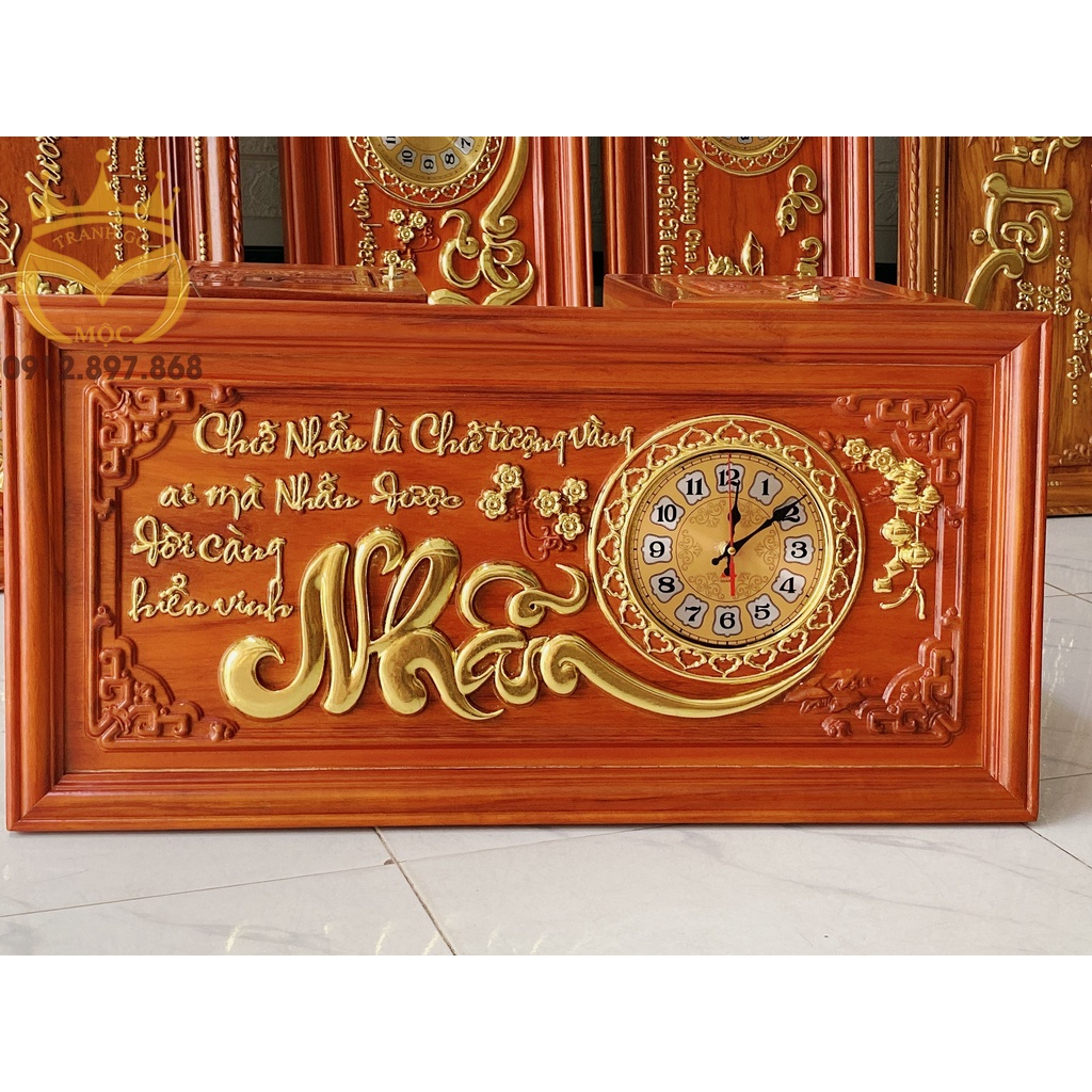 Tranh đồng hồ chữ Nhẫn 81cm x 41cm